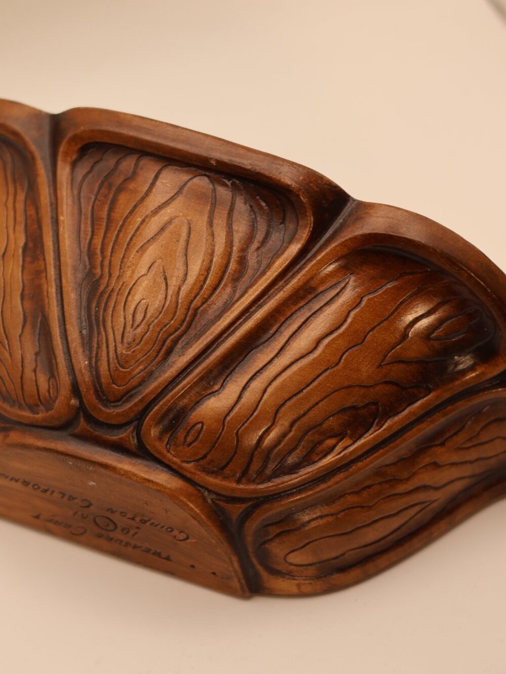 Vintage 1961 Treasure Craft Ceramic Wood Grain Planter Bowl (Compton, CA)